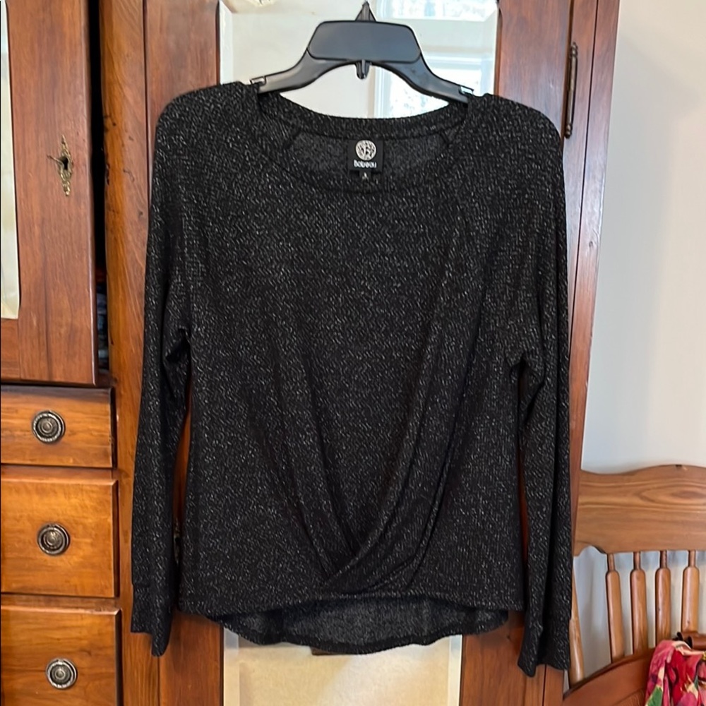 Black with White Interwoven Top